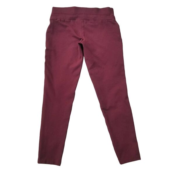 Burgundy Ponte Pants Stretch Skinny Crop INC Size 8 Dark Red Solid Color Legging - Picture 1 of 9